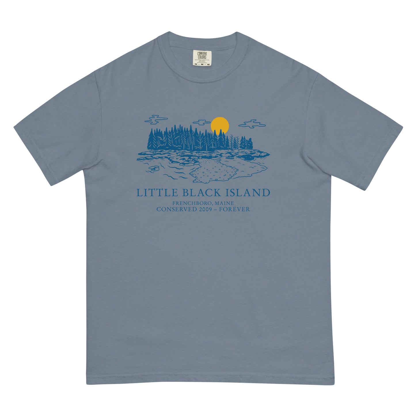 Black Island T-Shirt Blue Design
