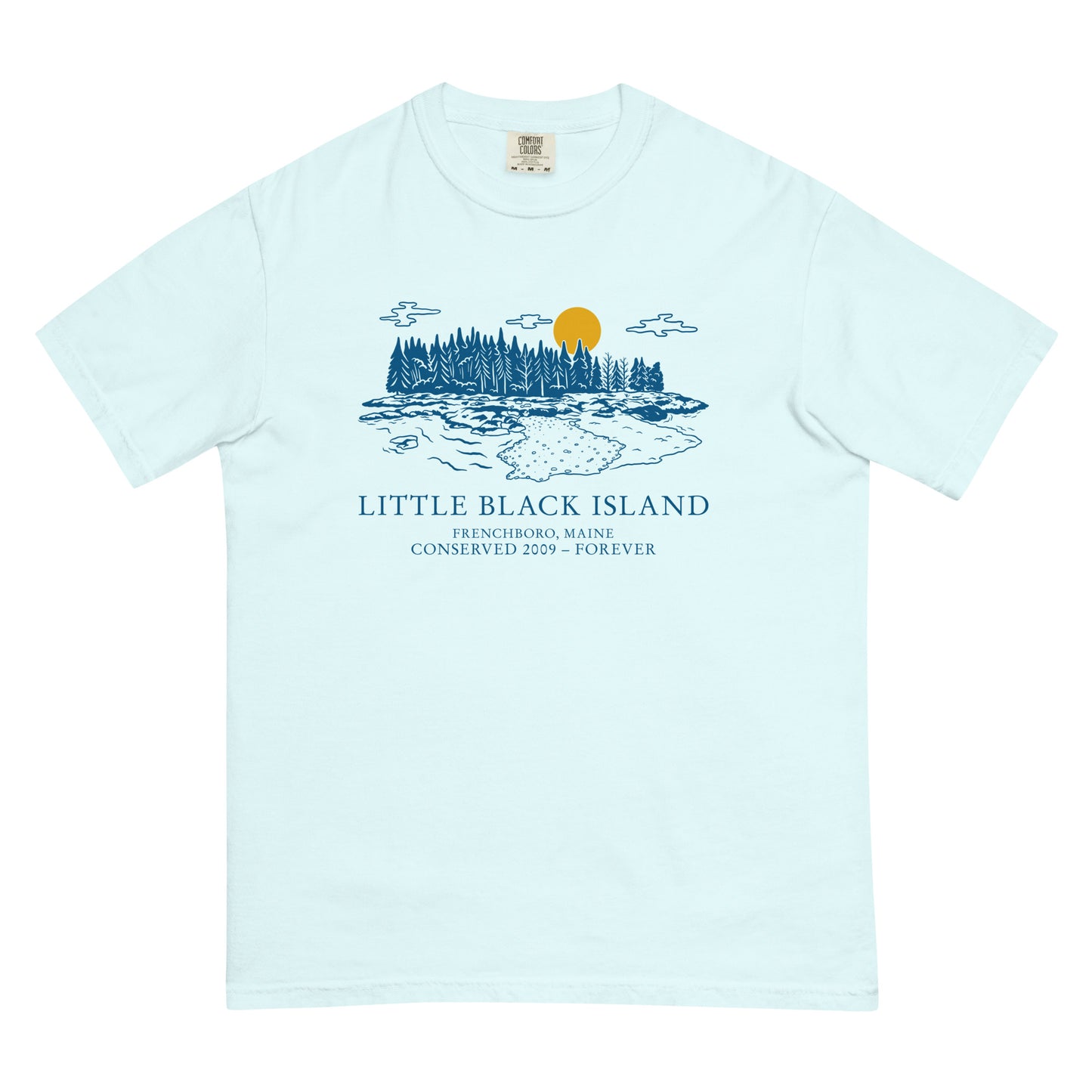 Black Island T-Shirt Blue Design