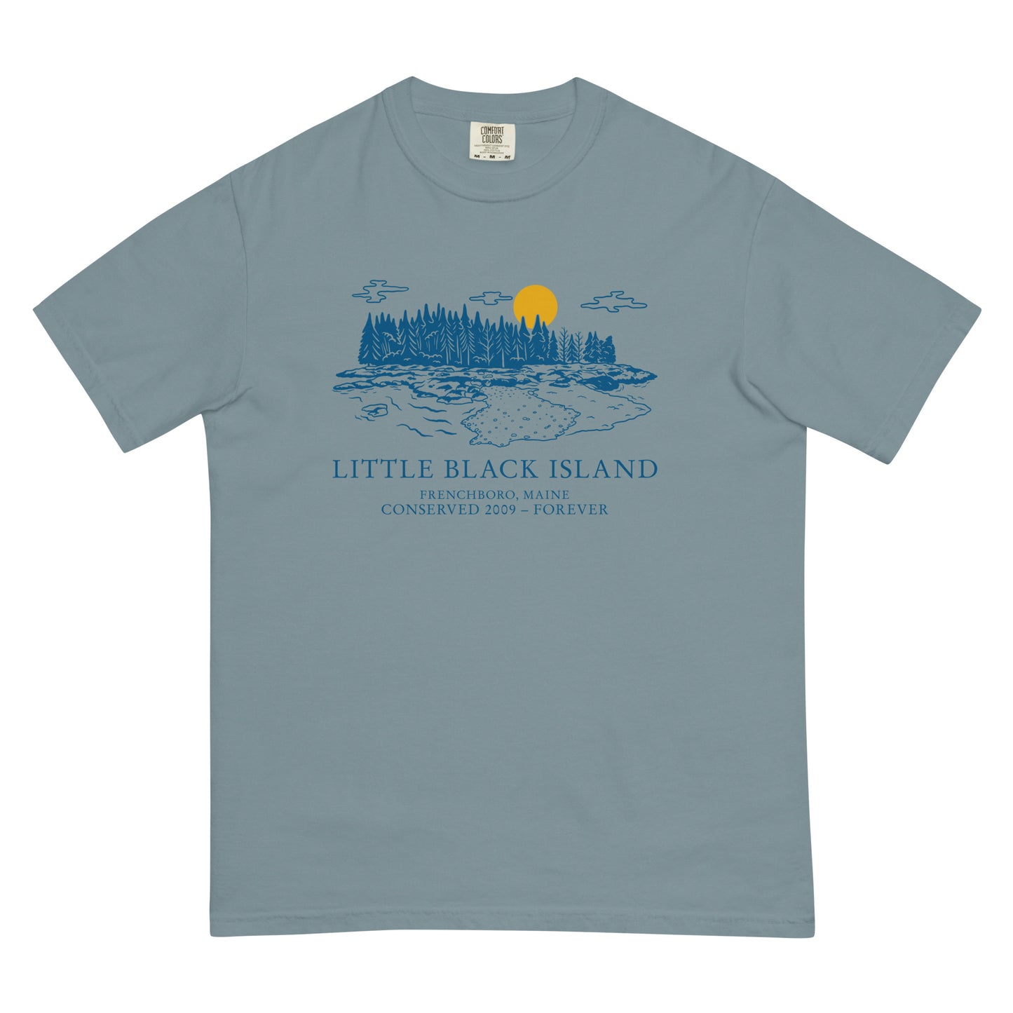 Black Island T-Shirt Blue Design